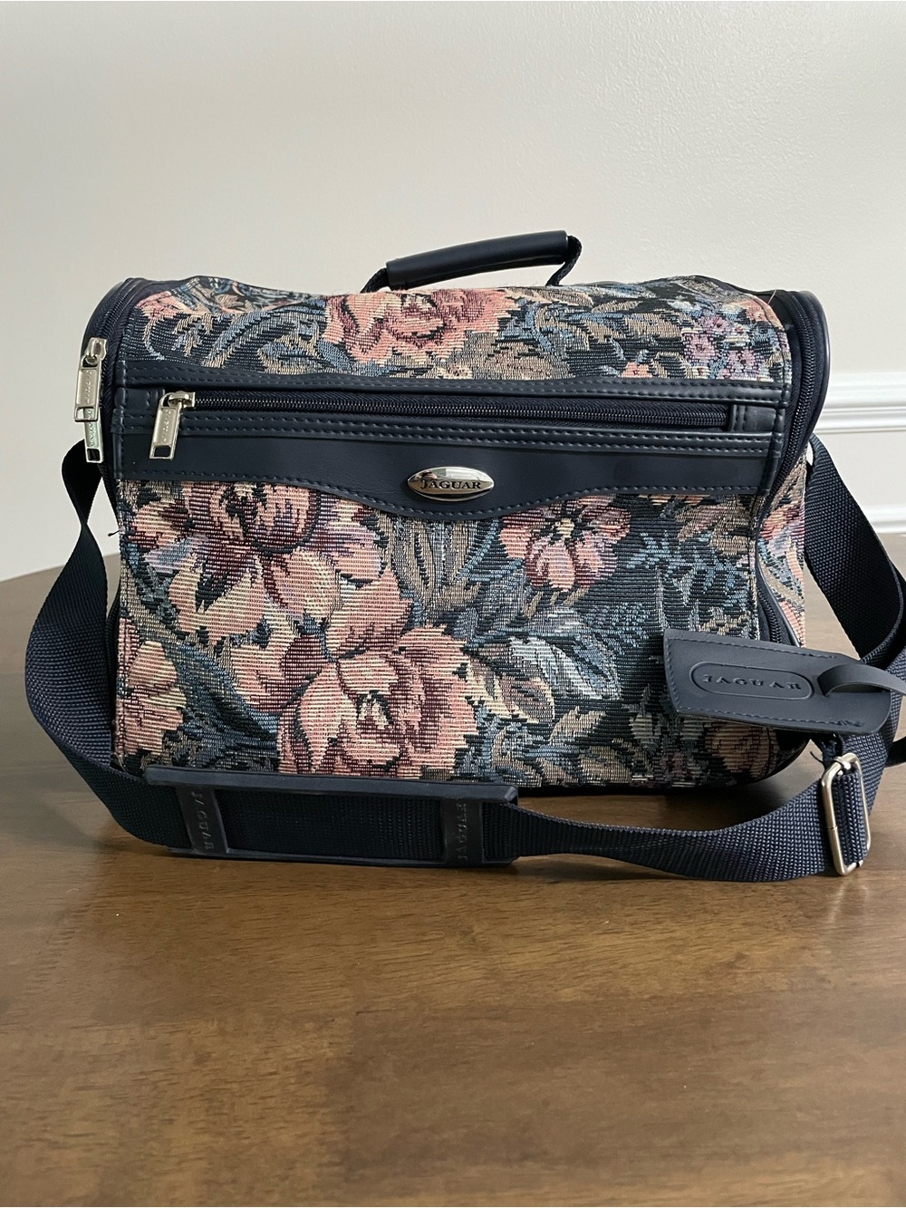 Vintage Jaguar Floral Tapestry Messenger Bag